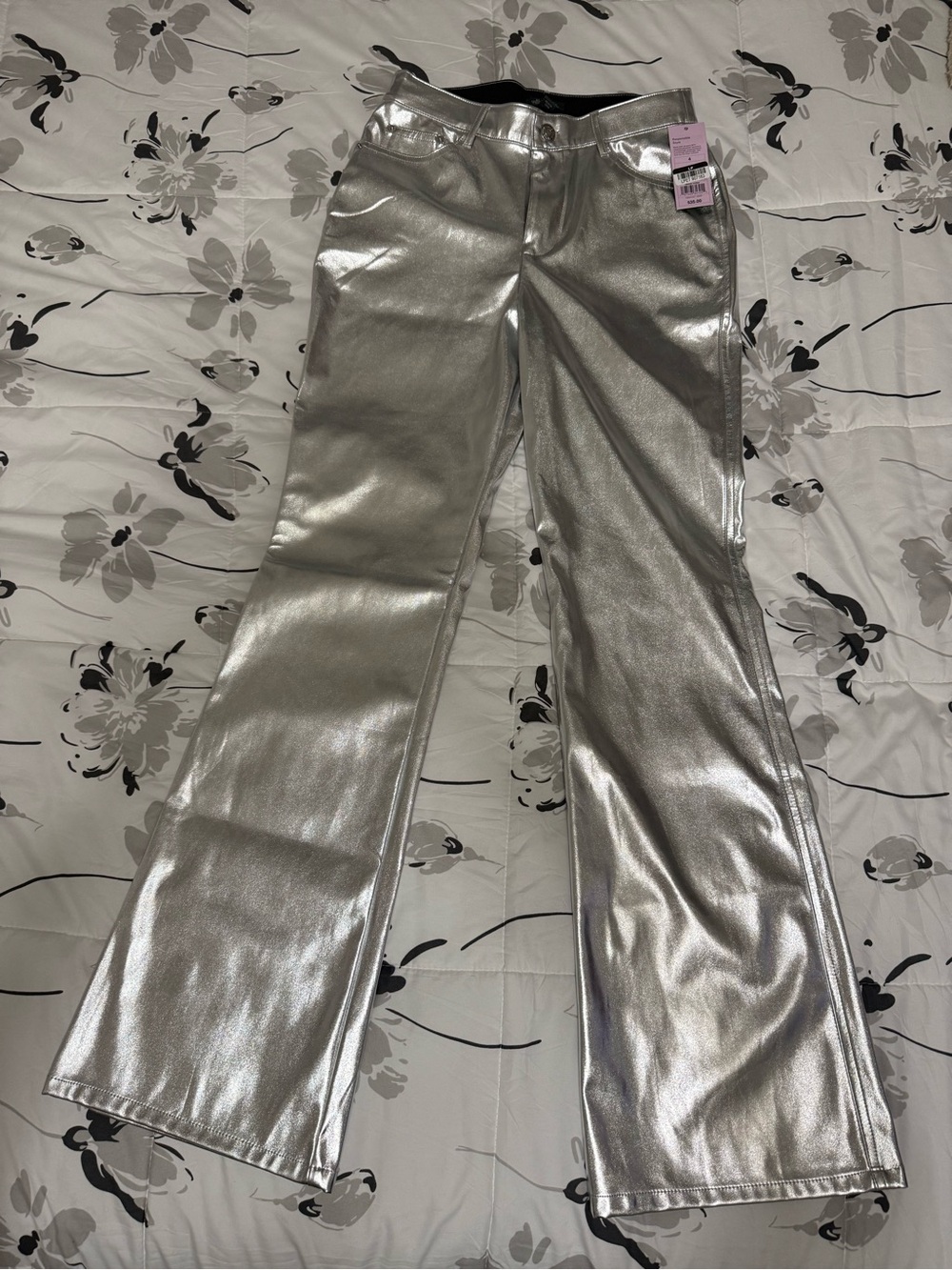 Faux Leather Silver Pant